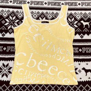 Vintage Gyaru Brand Cecil McBee Heisei Era Yellow All-Over Logo Tank Top